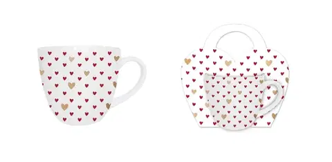 Hrnčeky, šálky, podšálky DUO - Hrnček 460ml HEARTS 3, malé srdcia, porcelán