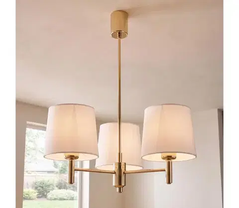 Svietidlá BRILAGI - Stropný luster na tyči MONTE 3xE27/60W/230V krémová/zlatá 8590828053293