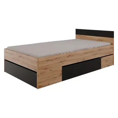 Postele Multifunkčná posteľ 120x200 COMBI dub Artisan/čierna