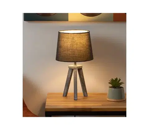 Lampy Atmosphera - Stolná lampa MINI 1xE14/25W/230V borovica/šedá 161510B