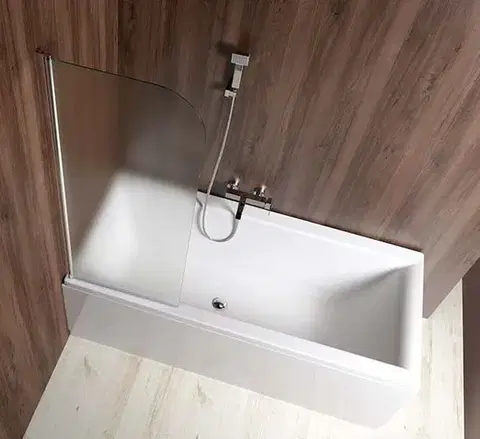 Sprchové dvere AQUALINE - VILMA vaňová zástena 600x1400, chrom, ľavá, matné sklo AQ6018L