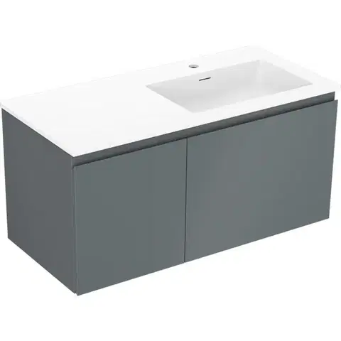 Kúpeľňový nábytok MEXEN/S - Orio kúpeľňová skrinka 100 cm s umývadlom Otis pravá, 1S, 1D, grafit mat/biela mat 91A13-10047-3-BBFF66-W18P01