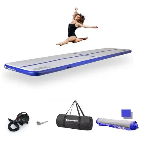 Žinenky Airtrack inSPORTline Airstunt 500x100x10 cm bielo-modrý s elektrickou pumpou