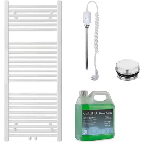 Doplnky do kúpeľne CERANO - Kúpeľňový elektrický radiátorový set Lincoln - 300W - biela matná - 1200x500 mm CER-978872