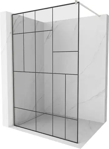 Sprchové dvere MEXEN/S - Kioto Sprchová zástena WALK-IN 80 x 200, čierny vzor 8 mm, nikel kefovaná 800-080-101-97-78