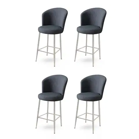 Barové stoličky Bar Stool Set (4 Pieces) Alte - Anthracite, Chrome