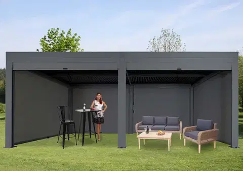 Bioklimatické pergoly Bioklimatická pergola HWC-L46 3x6 so 6 bočnými stenami