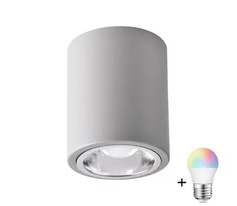 Svietidlá  LED RGBW Stmieva­teľné bodové svietidlo JUPITER 1xE27/6,5W/230V pr. 9,8 cm šedá SA1041+AI0818