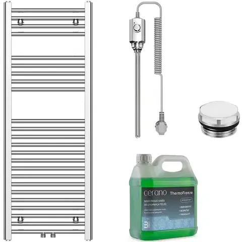 Doplnky do kúpeľne CERANO - Kúpeľňový elektrický radiátorový set Benito - 300W - chróm - 1200x450 mm CER-297174