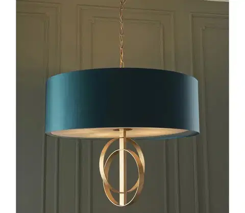 Svietidlá Endon 95219 - Luster na reťazi 5xE27/10W/230V priemer 70 cm modrý/mosadz 95219