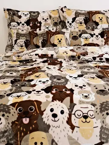 Obliečky MKLozkoviny.sk Obliečky mikroplyš Exclusive - Psia invázia - 140 × 200 cm - 70 x 90 cm