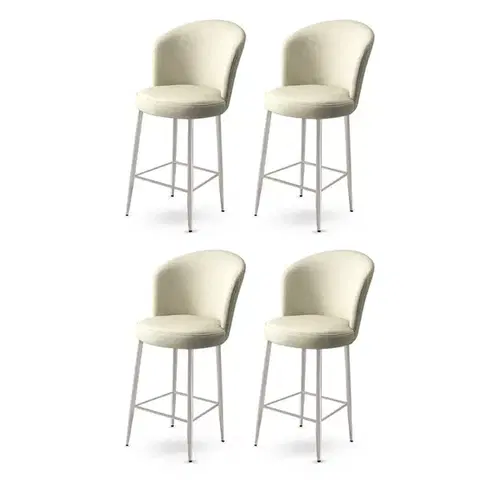 Barové stoličky Bar Stool Set (4 Pieces) Alte - Cream, Chrome