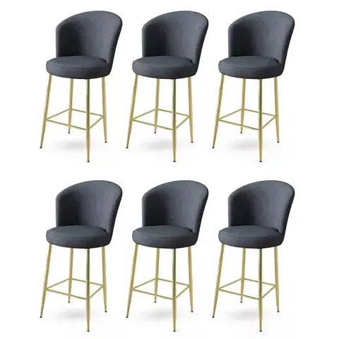 Barové stoličky Bar Stool Set (6 Pieces) Alte - Anthracite, Gold