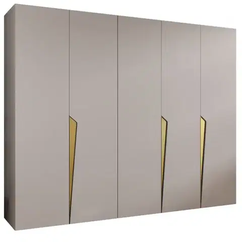 Šatníkové skrine Skriňa Piano 1-250 kašmír/zlatá