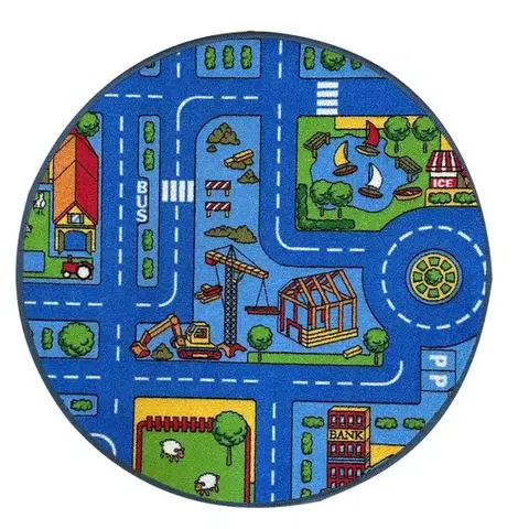 Koberce pre deti Koberec Kids City 0,8/0,8 okrúhly modrý