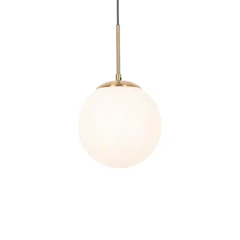 Závesné svietidlá Závesná lampa Art Deco zlatá s opálovým sklom - Flore