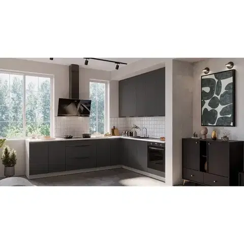 Modulový kuchynský nábytok Kuchynská linka Aria GR/WH 260x230 cm bez kuchynskej dosky