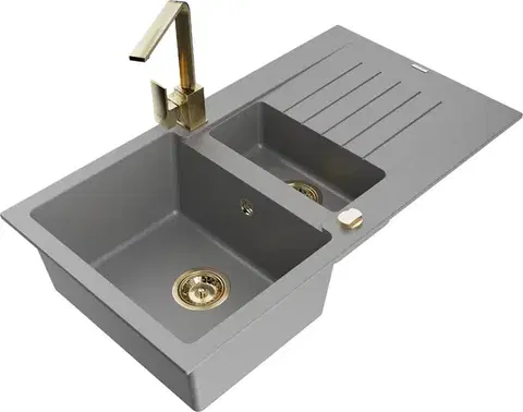 Kuchynské drezy MEXEN/S MEXEN/S - Matias granitový drez 1.5 s odkvapkávačom vrátane batérie Rita, šedý 6502-71-670300-50