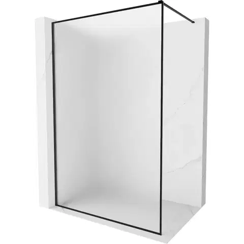 Sprchové dvere MEXEN/S - Kioto-F Sprchová zástena WALK-IN s rámom 80 x 202, dekor 8 mm, čierna 800-080-104-70-30