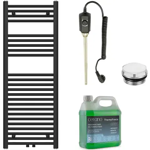 Doplnky do kúpeľne CERANO - Kúpeľňový elektrický radiátorový set Benito - 300W - čierna matná - 1200x450 mm CER-758434
