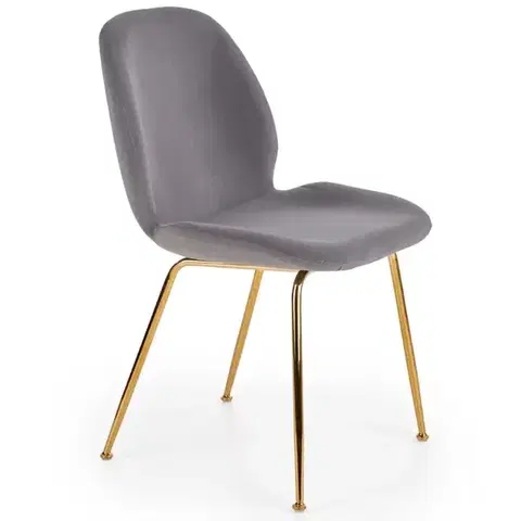 Čalúnené stoličky Stolička K381 Velvet/Chrome Šedá/Zlatý