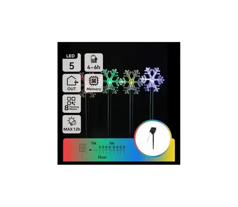 LED osvetlenie  B.V.  - LED RGBY Solárne vianočné svietidlo LED/1,2 V/8 funkcií 1 m IP65 800 mAh vločky B10201Q8F