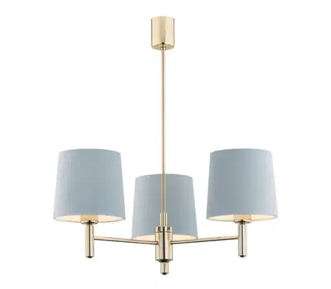 Svietidlá Argon 1484 - Luster na tyči PONTE 3xE27/15W/230V modrá/mosadz 1484