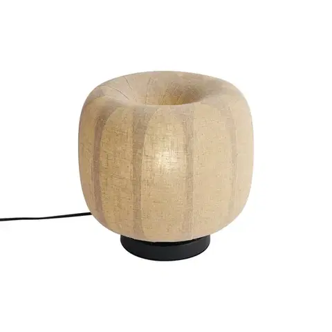 Stolné lampy Japandi stolná lampa čierna s béžovým ľanovým tienidlom 27cm - Nami