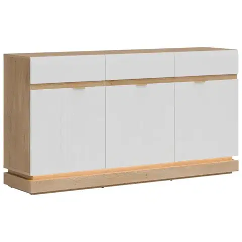 Komody do spálne Komoda Milton ML03 dub crem torro biela