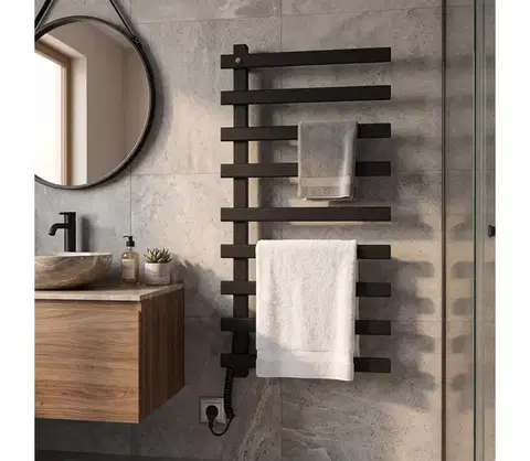 Svietidlá Sapho - Elektrický sušiak na uteráky ELCOR 128W 92x48 cm matná čierna EB460
