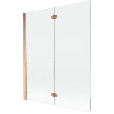 Sprchové dvere MEXEN - MIST vaňová zástena 140x150 cm 6mm 2-s, meď kartáčovaná, číra, ľavá 8A9-140-002-65-00-L
