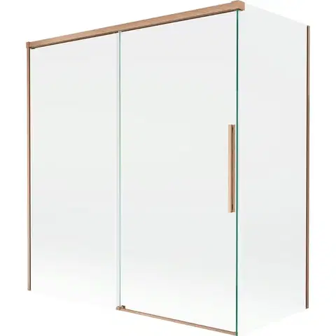 Sprchové dvere MEXEN/S - Rox vaňová zástena 2-krídlová posuvná 150 + 70 x 150, transparent, měď kartáčovaná 8C9-150-070-65-00
