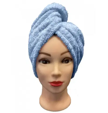 Uteráky Rýchloschnúci froté Turban na vlasy svetlomodrý TiaHome