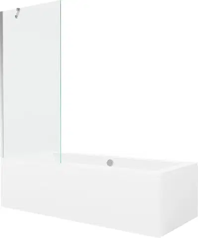 Sprchové dvere MEXEN/S - Cube obdĺžniková vaňa 180 x 80 cm s panelom + vaňová zástena 80, transparent, chróm 550518080X9508000001