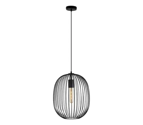 Svietidlá  Závesný luster na lanku OVELLA 1xE27/15W/230V pr. 34 cm čierny W-KM 1368/1 BK-B
