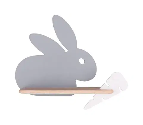 Svietidlá  LED Detské nástenné svietidlo s poličkou RABBIT LED/4W/230V šedá/biela/drevo 21-84743