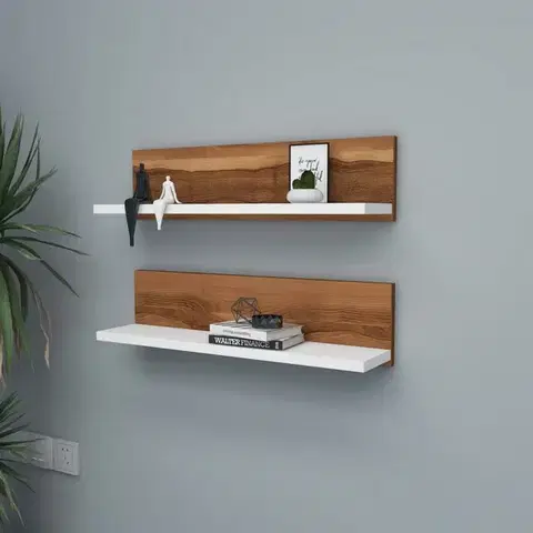 Police Nástenná polica Shelf - Walnut, White