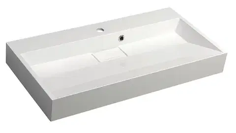 Sanitárna keramika SAPHO - AMUR umývadlo vrátane krytu výpuste 90x46cm, liaty mramor, biela 55032