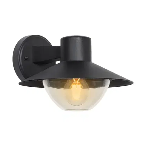 Nástenné svetlá Záhradná lampa Cosmos, nástenné svietidlo 26x17cm, čierna, 1x40W, E27, okrúhly kôš, IP44