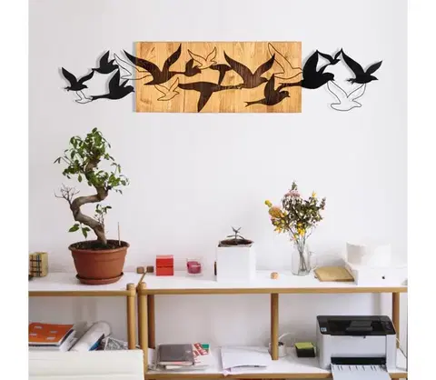 Obrazy  Nástenná dekorácia 111x25 cm vtáci drevo/kov 279ENZ1755