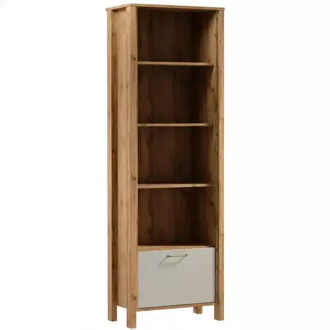 Vitríny a regály do obývačky Regál Indygo R1K dub wotan-beige