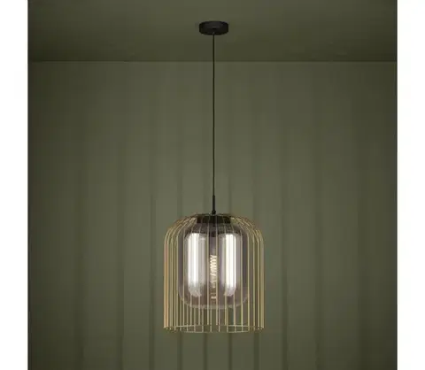 Svietidlá Eglo 39695 - Závesné svietidlo na lanku CAMINATA 1xE27/40W/230V čierna/zlatá 39695