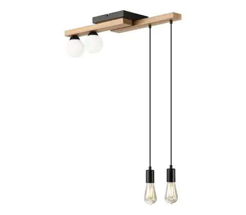 Svietidlá  Luster na lanku CORTINA 2xE27/15W/230V + 2xG9/5W/230V čierna/dub LM-4.235/CZARNY