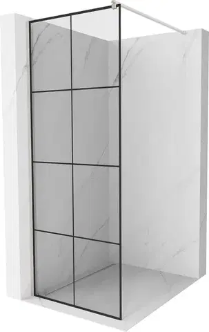 Sprchové dvere MEXEN/S - Kioto Sprchová zástena WALK-IN 80 x 200, čierny vzor 8 mm, nikel kefovaná 800-080-101-97-77