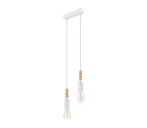 Svietidlá  Luster na lanku SIMON 2xE27/60W/230V biela/buk LM-2.108 WHITE