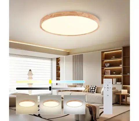 Svietidlá BRILAGI - LED stmievateľné svietidlo WOODROUND LED/70W/230V 3000-6000K priemer 80 cm + diaľkové ovládanie BRI579