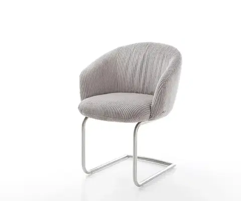 Jedálenské stoličky DELIFE Konzolová jedálenská stolička Caja-Flex s opierkami manšester strieborno sivá konzolová jedálenská stolička okrúhla nerezová oceľ vrecková pružina