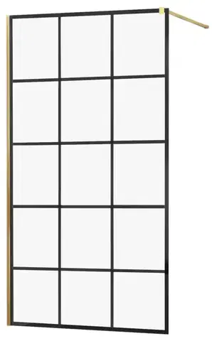 Sprchové dvere MEXEN/S - KIOTO Sprchová zástena WALK-IN 110x200 cm 8 mm, zlatá, čierny vzor 1 800-110-101-50-77