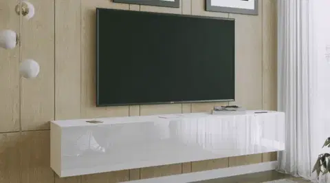 TV stolíky ArtExt Závesný TV stolík JOY | 200 cm Farba: R3 biely lesk