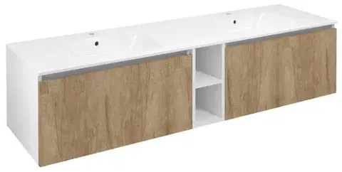 Kúpeľňový nábytok SAPHO - LOREA skrinka 180x46x51,5cm (80+20+80cm), dub alabama/biela matná LE080-2231-05